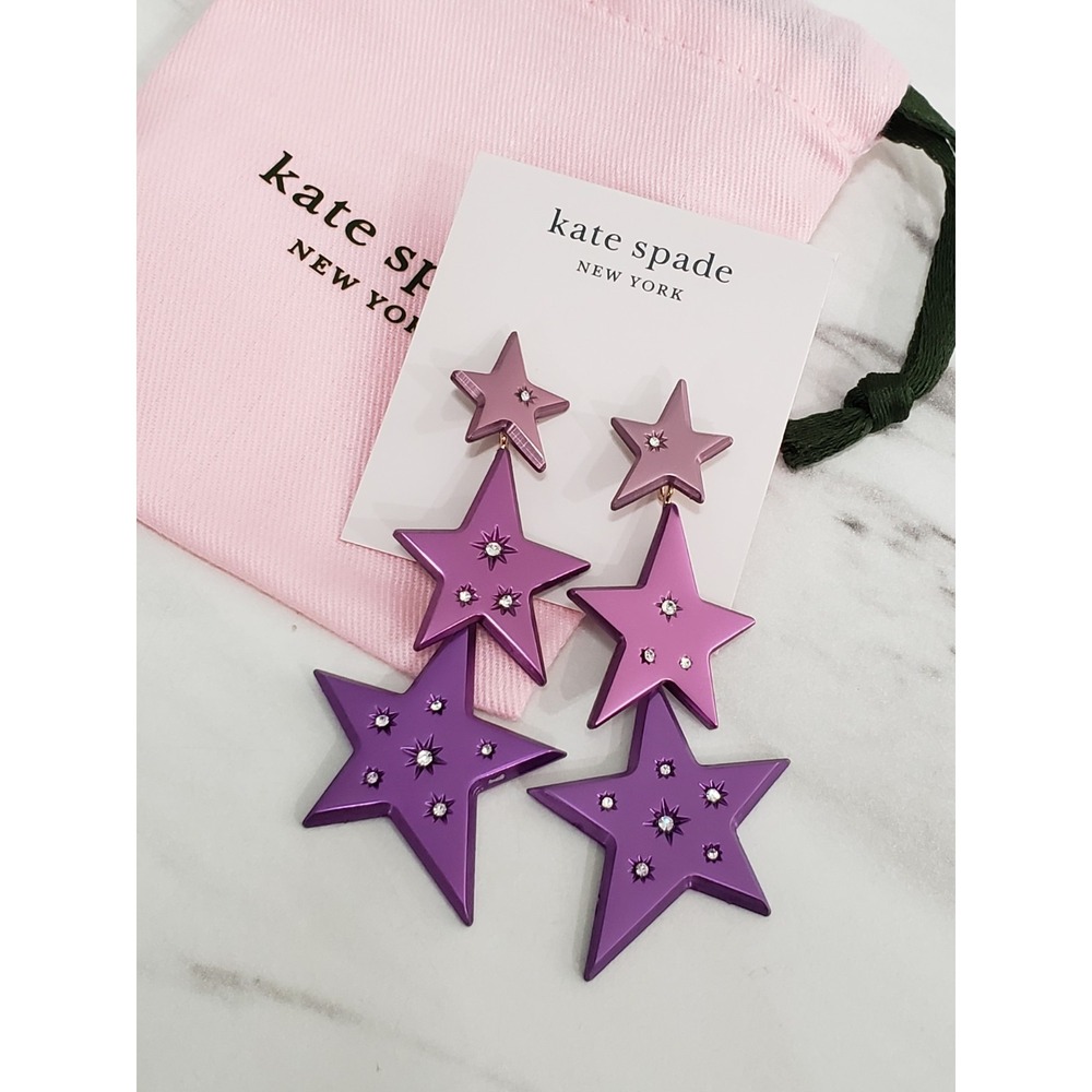 Kate Spade STAR OF THE SHOW linear drop earring purple celestial witchy rockstar